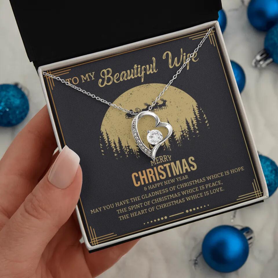 To My Beautiful Wife Merry Christmas - Personalized Christmas Gift for Her/Wife - Best Meaningful Gift for your Lovers - White Gold Necklace For Christmas - 210IHPNPJE432