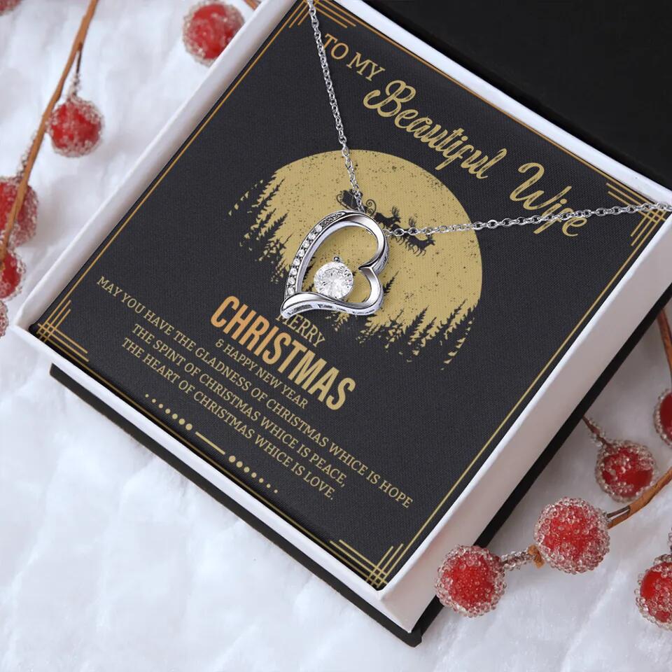To My Beautiful Wife Merry Christmas - Personalized Christmas Gift for Her/Wife - Best Meaningful Gift for your Lovers - White Gold Necklace For Christmas - 210IHPNPJE432