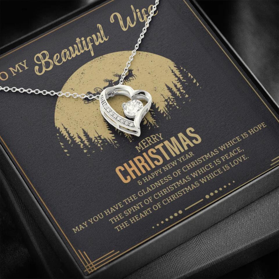 To My Beautiful Wife Merry Christmas - Personalized Christmas Gift for Her/Wife - Best Meaningful Gift for your Lovers - White Gold Necklace For Christmas - 210IHPNPJE432