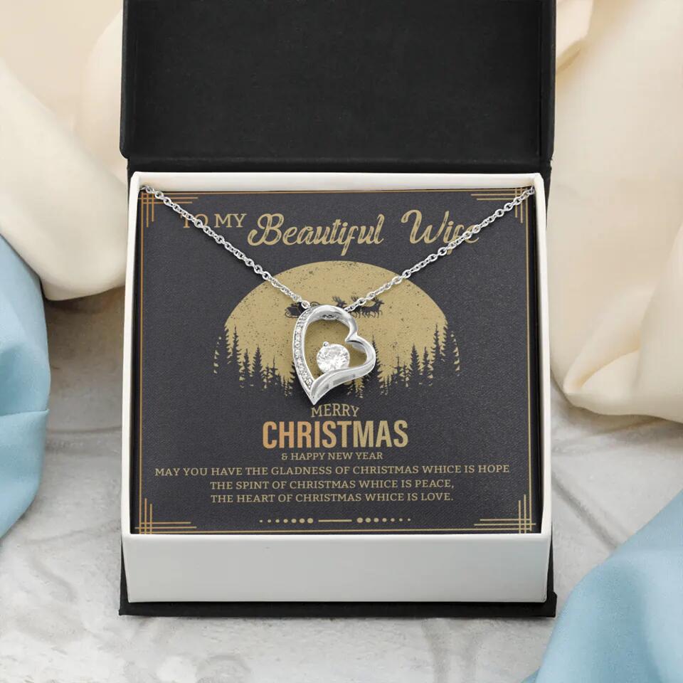 To My Beautiful Wife Merry Christmas - Personalized Christmas Gift for Her/Wife - Best Meaningful Gift for your Lovers - White Gold Necklace For Christmas - 210IHPNPJE432