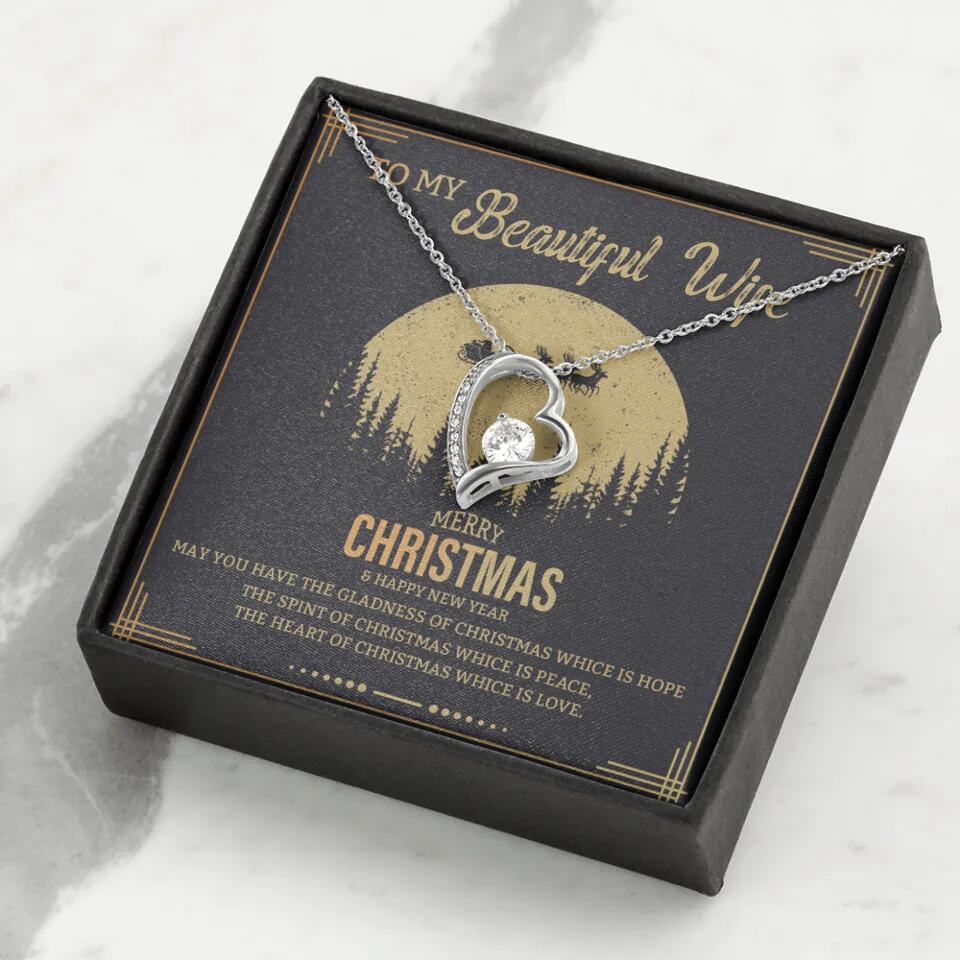 To My Beautiful Wife Merry Christmas - Personalized Christmas Gift for Her/Wife - Best Meaningful Gift for your Lovers - White Gold Necklace For Christmas - 210IHPNPJE432