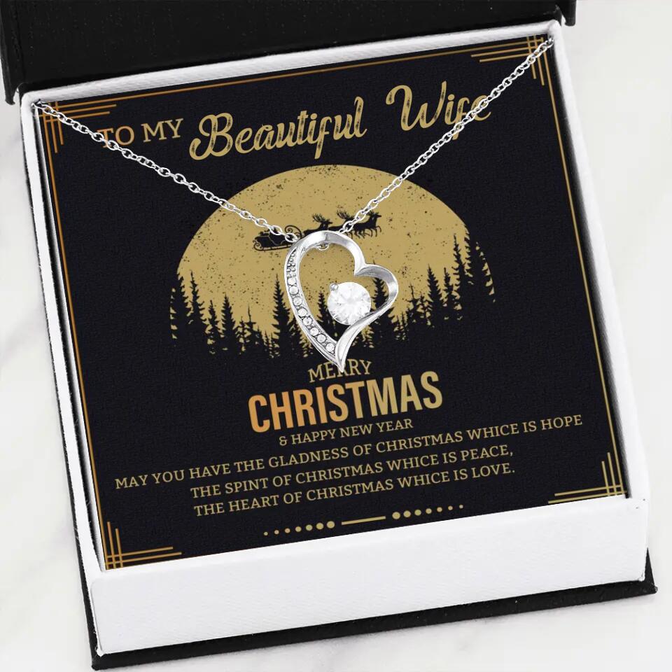 To My Beautiful Wife Merry Christmas - Personalized Christmas Gift for Her/Wife - Best Meaningful Gift for your Lovers - White Gold Necklace For Christmas - 210IHPNPJE432