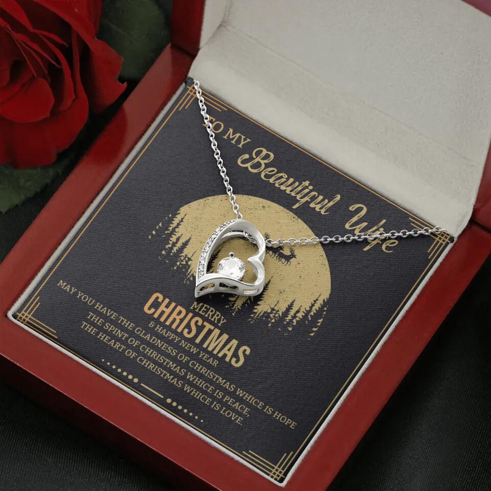 To My Beautiful Wife Merry Christmas - Personalized Christmas Gift for Her/Wife - Best Meaningful Gift for your Lovers - White Gold Necklace For Christmas - 210IHPNPJE432