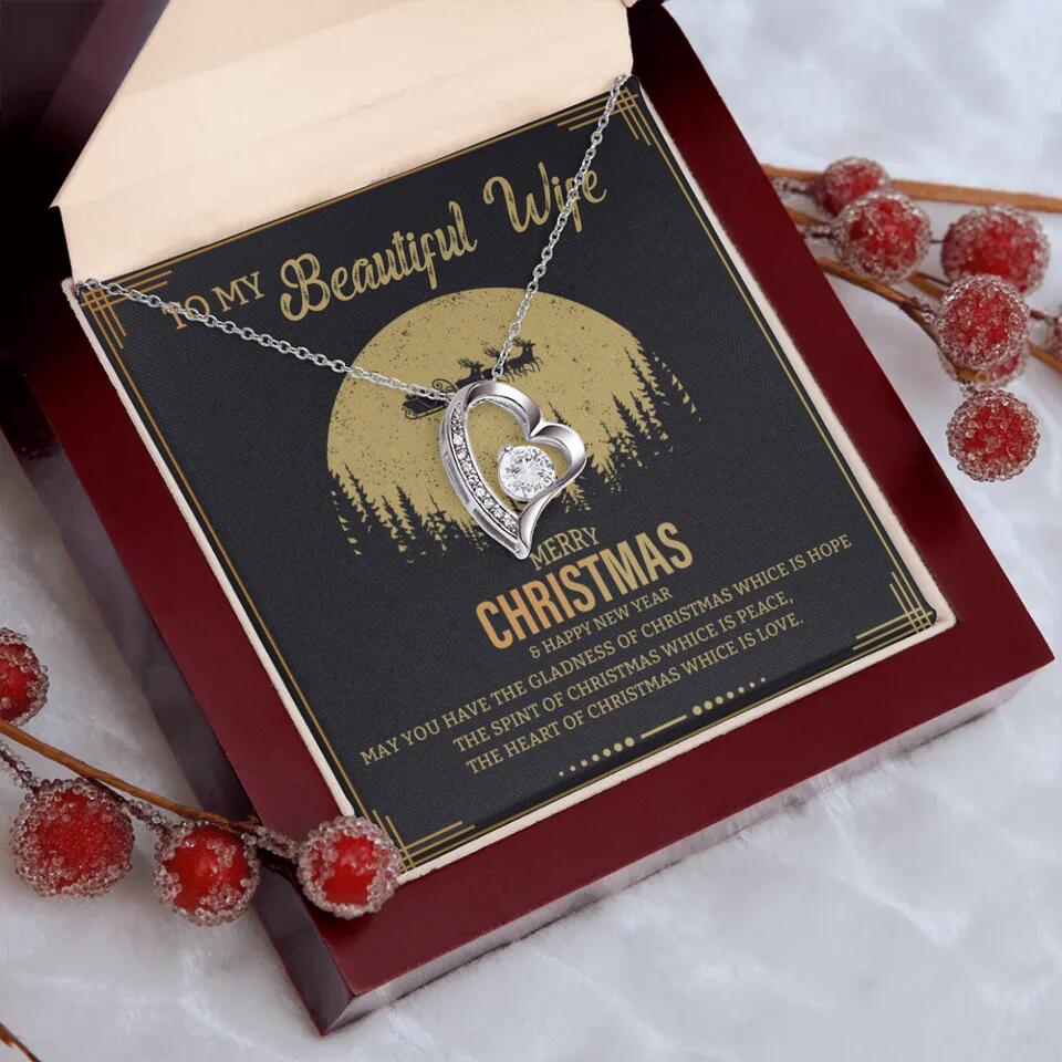 To My Beautiful Wife Merry Christmas - Personalized Christmas Gift for Her/Wife - Best Meaningful Gift for your Lovers - White Gold Necklace For Christmas - 210IHPNPJE432