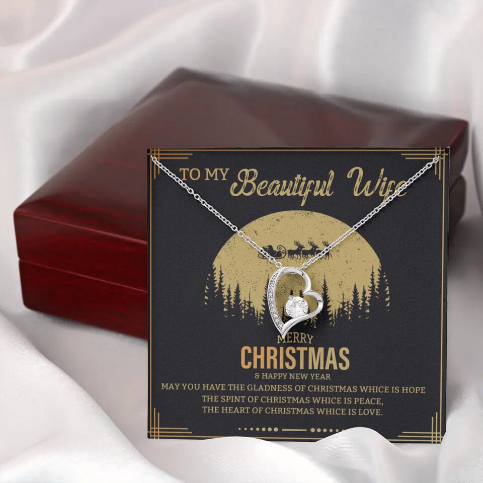 To My Beautiful Wife Merry Christmas - Personalized Christmas Gift for Her/Wife - Best Meaningful Gift for your Lovers - White Gold Necklace For Christmas - 210IHPNPJE432