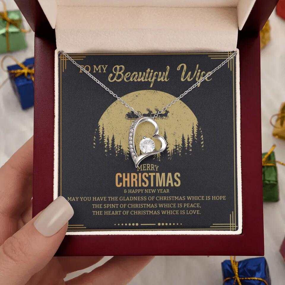 To My Beautiful Wife Merry Christmas - Personalized Christmas Gift for Her/Wife - Best Meaningful Gift for your Lovers - White Gold Necklace For Christmas - 210IHPNPJE432