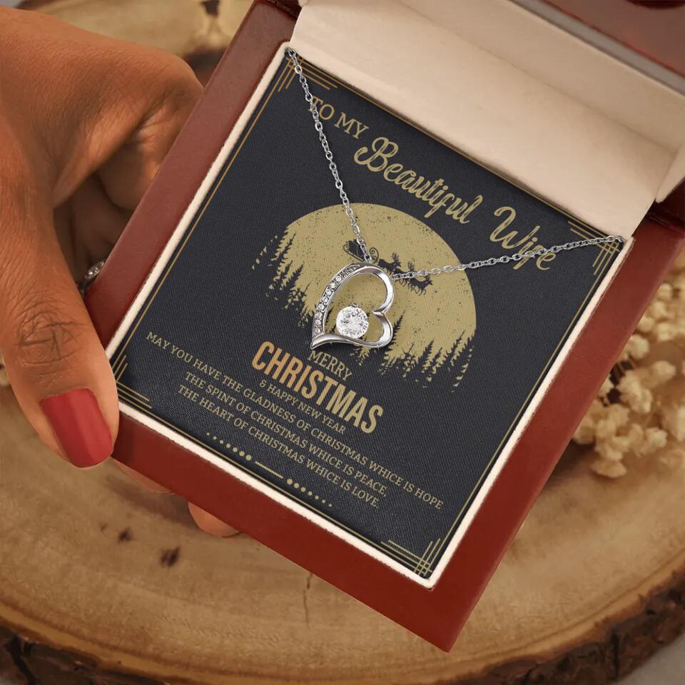 To My Beautiful Wife Merry Christmas - Personalized Christmas Gift for Her/Wife - Best Meaningful Gift for your Lovers - White Gold Necklace For Christmas - 210IHPNPJE432