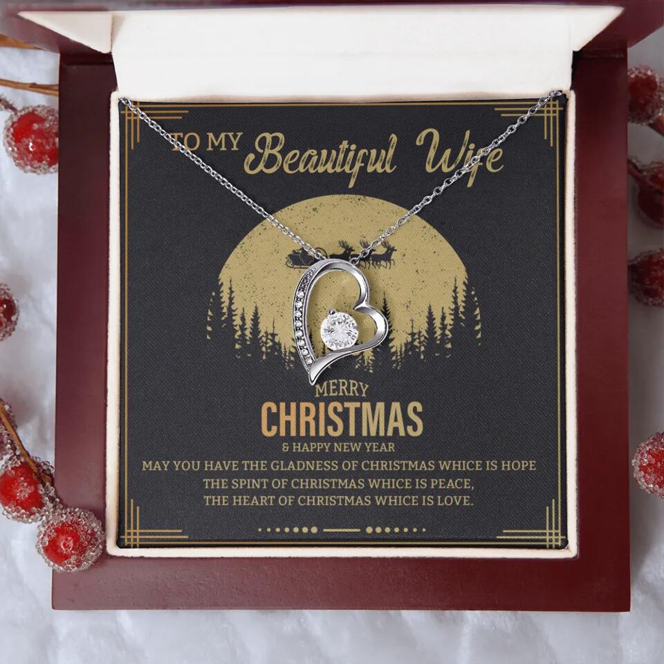 To My Beautiful Wife Merry Christmas - Personalized Christmas Gift for Her/Wife - Best Meaningful Gift for your Lovers - White Gold Necklace For Christmas - 210IHPNPJE432