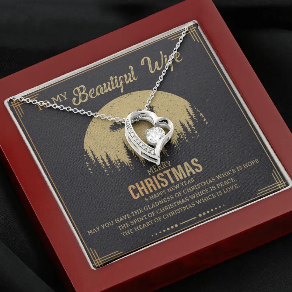 To My Beautiful Wife Merry Christmas - Personalized Christmas Gift for Her/Wife - Best Meaningful Gift for your Lovers - White Gold Necklace For Christmas - 210IHPNPJE432