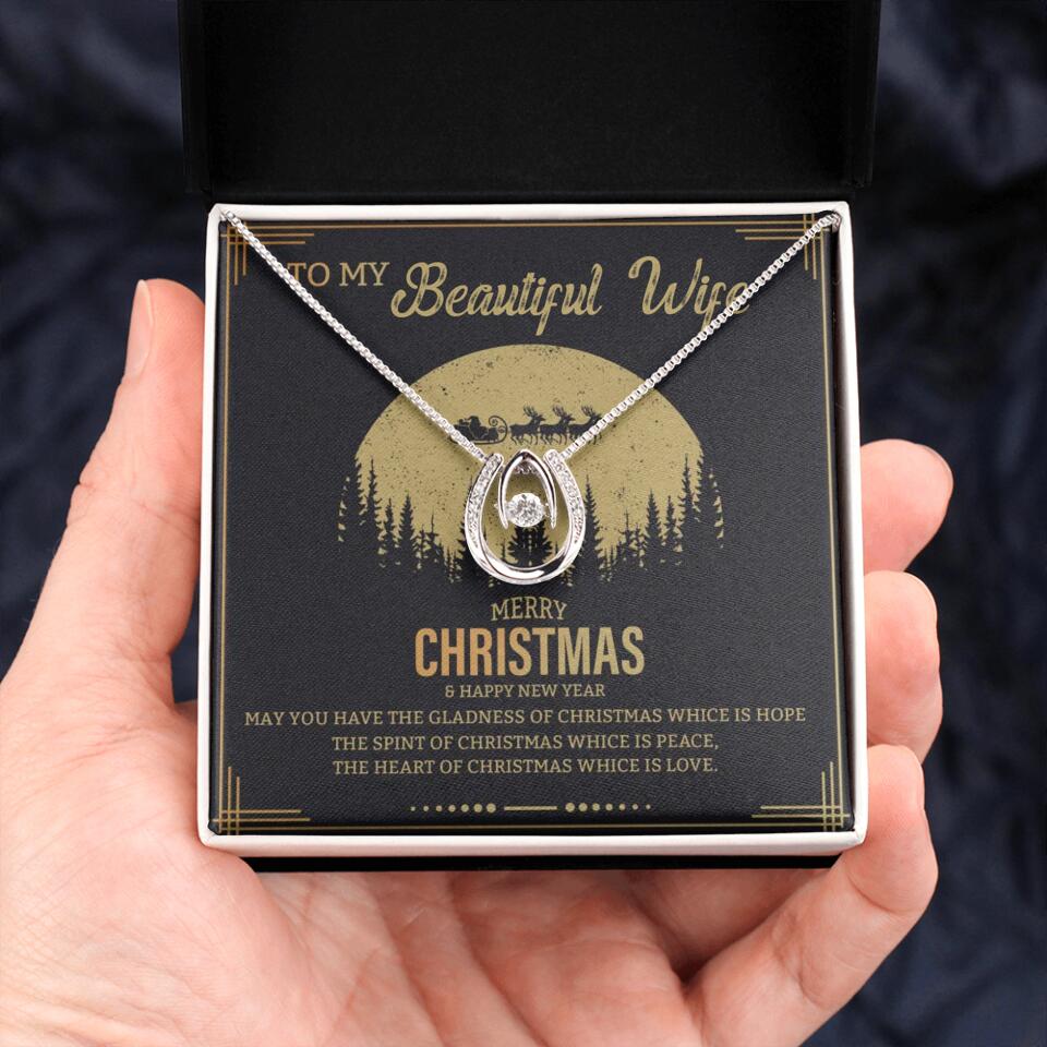 To My Beautiful Wife Merry Christmas - Personalized Christmas Gift for Her/Wife - Best Meaningful Gift for your Lovers - White Gold Necklace For Christmas - 210IHPNPJE432