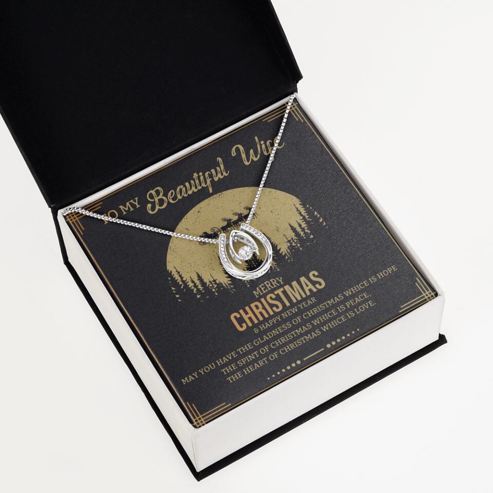 To My Beautiful Wife Merry Christmas - Personalized Christmas Gift for Her/Wife - Best Meaningful Gift for your Lovers - White Gold Necklace For Christmas - 210IHPNPJE432