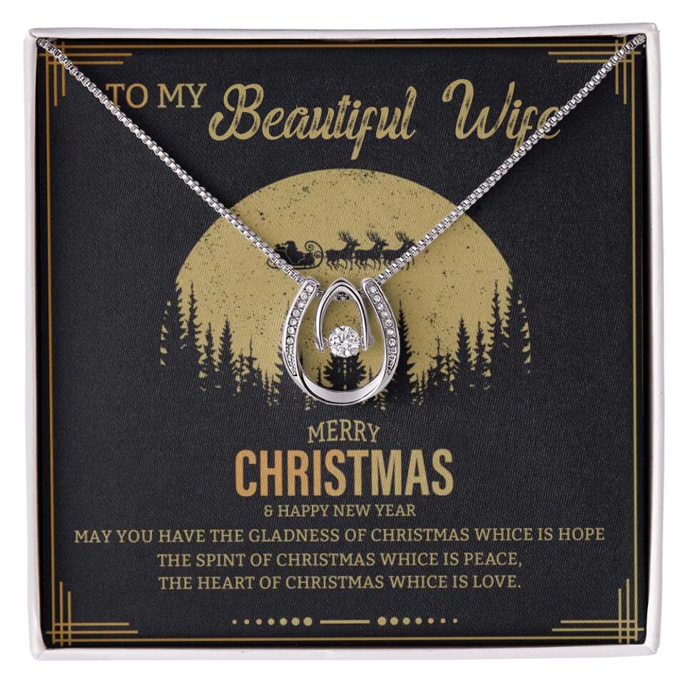 To My Beautiful Wife Merry Christmas - Personalized Christmas Gift for Her/Wife - Best Meaningful Gift for your Lovers - White Gold Necklace For Christmas - 210IHPNPJE432