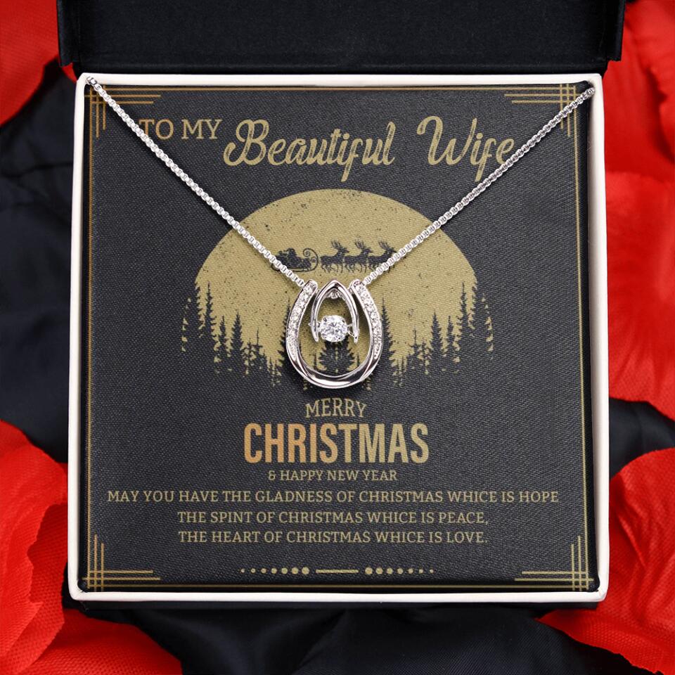 To My Beautiful Wife Merry Christmas - Personalized Christmas Gift for Her/Wife - Best Meaningful Gift for your Lovers - White Gold Necklace For Christmas - 210IHPNPJE432
