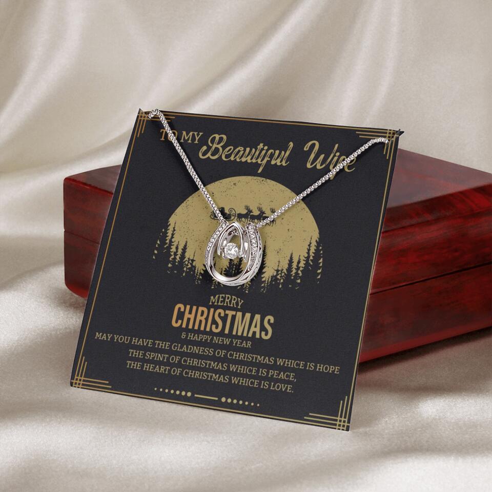 To My Beautiful Wife Merry Christmas - Personalized Christmas Gift for Her/Wife - Best Meaningful Gift for your Lovers - White Gold Necklace For Christmas - 210IHPNPJE432