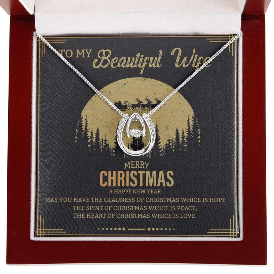 To My Beautiful Wife Merry Christmas - Personalized Christmas Gift for Her/Wife - Best Meaningful Gift for your Lovers - White Gold Necklace For Christmas - 210IHPNPJE432