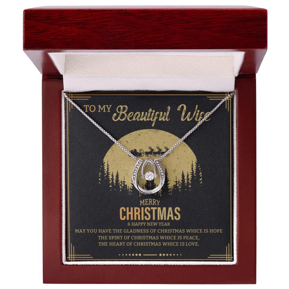 To My Beautiful Wife Merry Christmas - Personalized Christmas Gift for Her/Wife - Best Meaningful Gift for your Lovers - White Gold Necklace For Christmas - 210IHPNPJE432