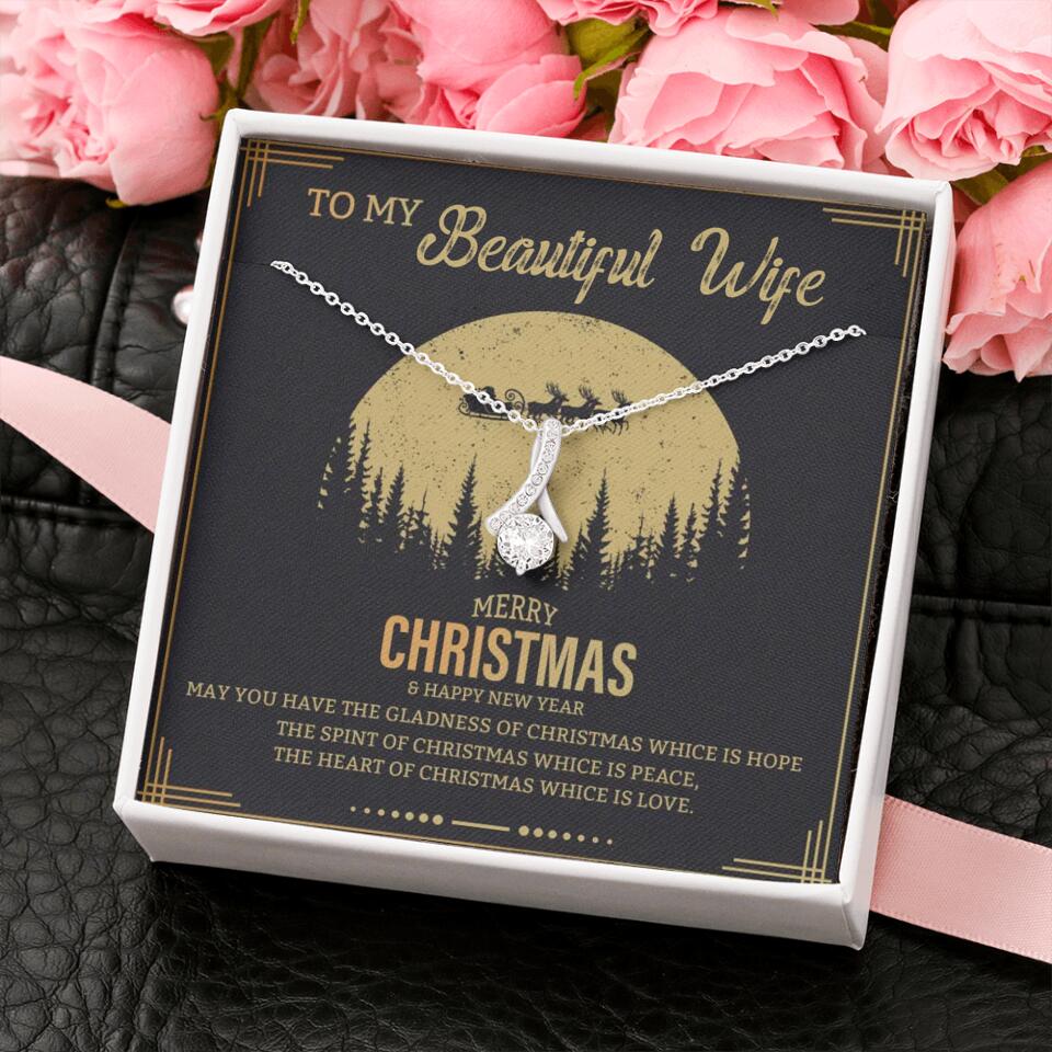 To My Beautiful Wife Merry Christmas - Personalized Christmas Gift for Her/Wife - Best Meaningful Gift for your Lovers - White Gold Necklace For Christmas - 210IHPNPJE432