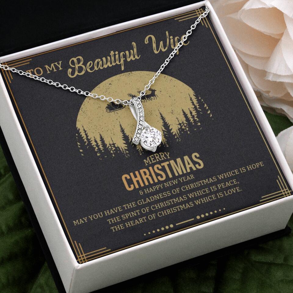 To My Beautiful Wife Merry Christmas - Personalized Christmas Gift for Her/Wife - Best Meaningful Gift for your Lovers - White Gold Necklace For Christmas - 210IHPNPJE432