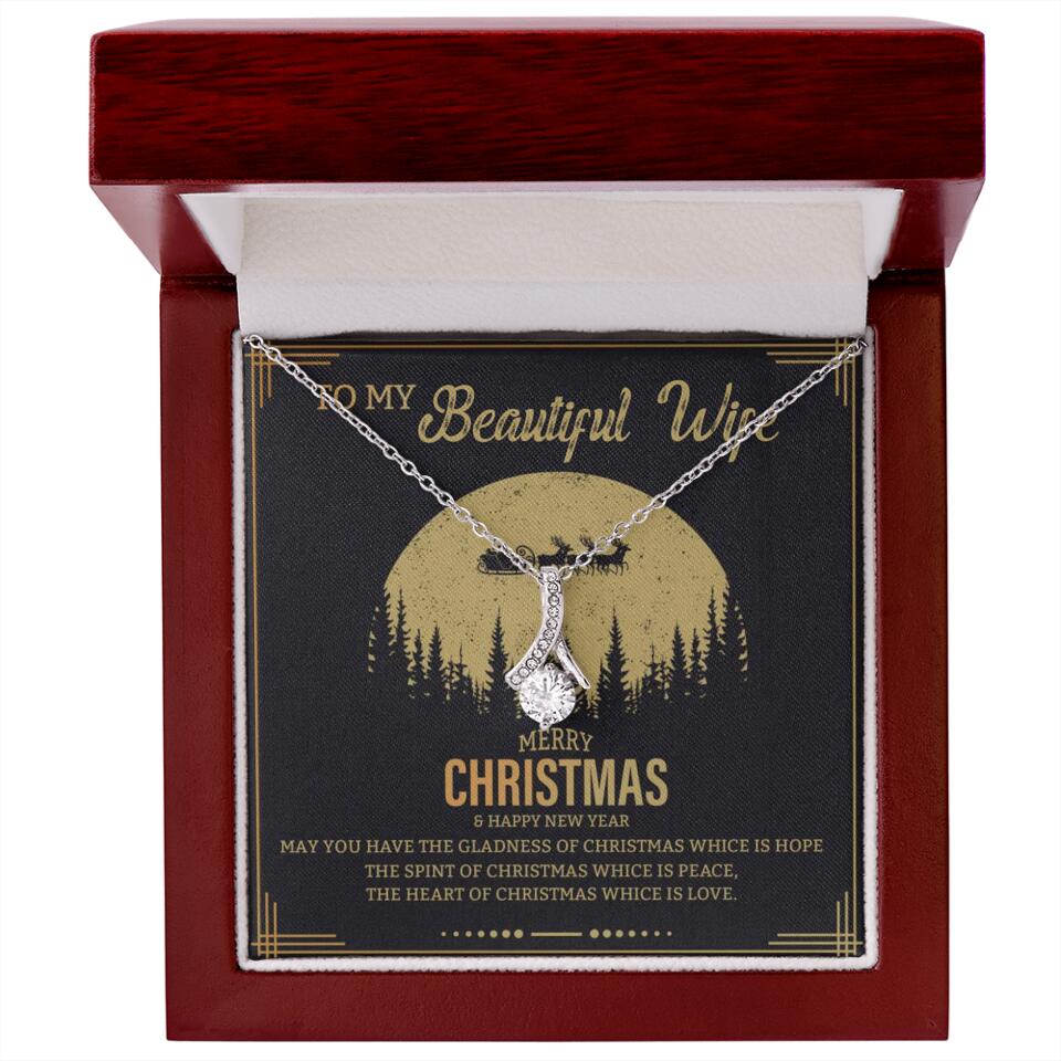 To My Beautiful Wife Merry Christmas - Personalized Christmas Gift for Her/Wife - Best Meaningful Gift for your Lovers - White Gold Necklace For Christmas - 210IHPNPJE432