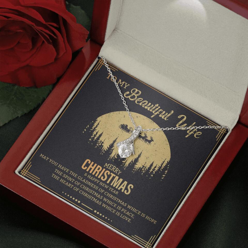 To My Beautiful Wife Merry Christmas - Personalized Christmas Gift for Her/Wife - Best Meaningful Gift for your Lovers - White Gold Necklace For Christmas - 210IHPNPJE432
