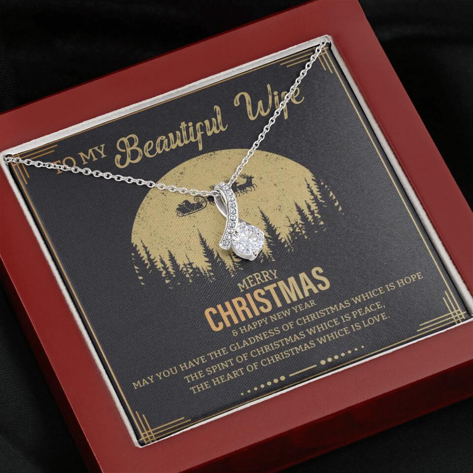 To My Beautiful Wife Merry Christmas - Personalized Christmas Gift for Her/Wife - Best Meaningful Gift for your Lovers - White Gold Necklace For Christmas - 210IHPNPJE432