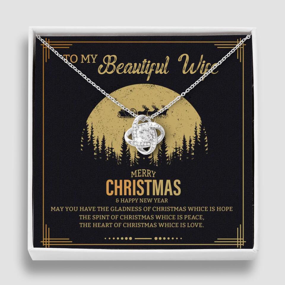 To My Beautiful Wife Merry Christmas - Personalized Christmas Gift for Her/Wife - Best Meaningful Gift for your Lovers - White Gold Necklace For Christmas - 210IHPNPJE432