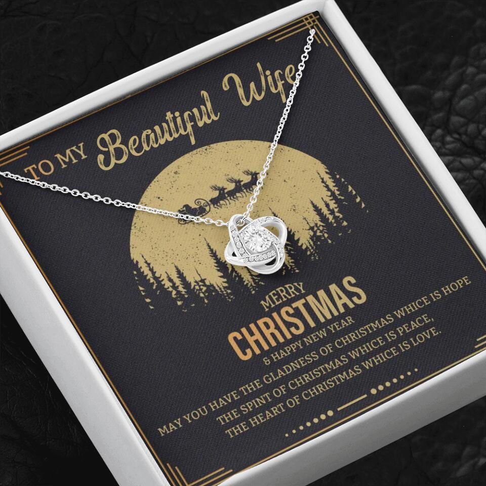 To My Beautiful Wife Merry Christmas - Personalized Christmas Gift for Her/Wife - Best Meaningful Gift for your Lovers - White Gold Necklace For Christmas - 210IHPNPJE432