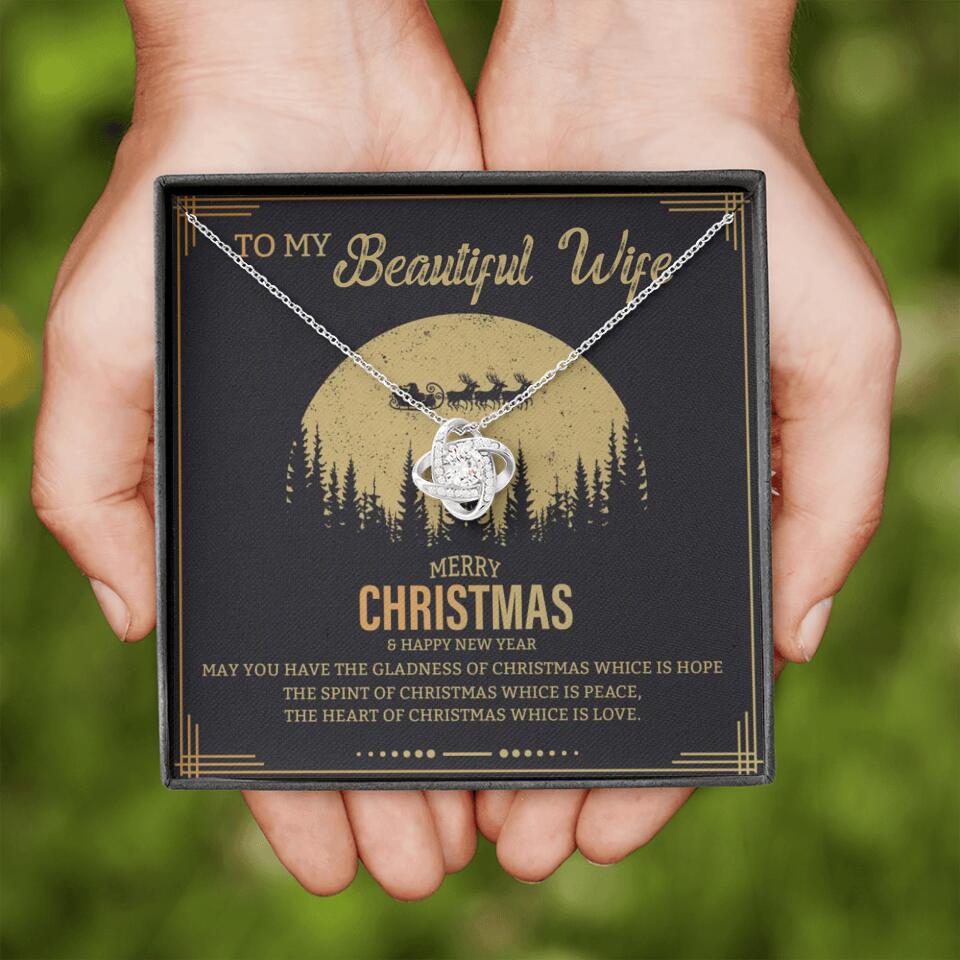 To My Beautiful Wife Merry Christmas - Personalized Christmas Gift for Her/Wife - Best Meaningful Gift for your Lovers - White Gold Necklace For Christmas - 210IHPNPJE432