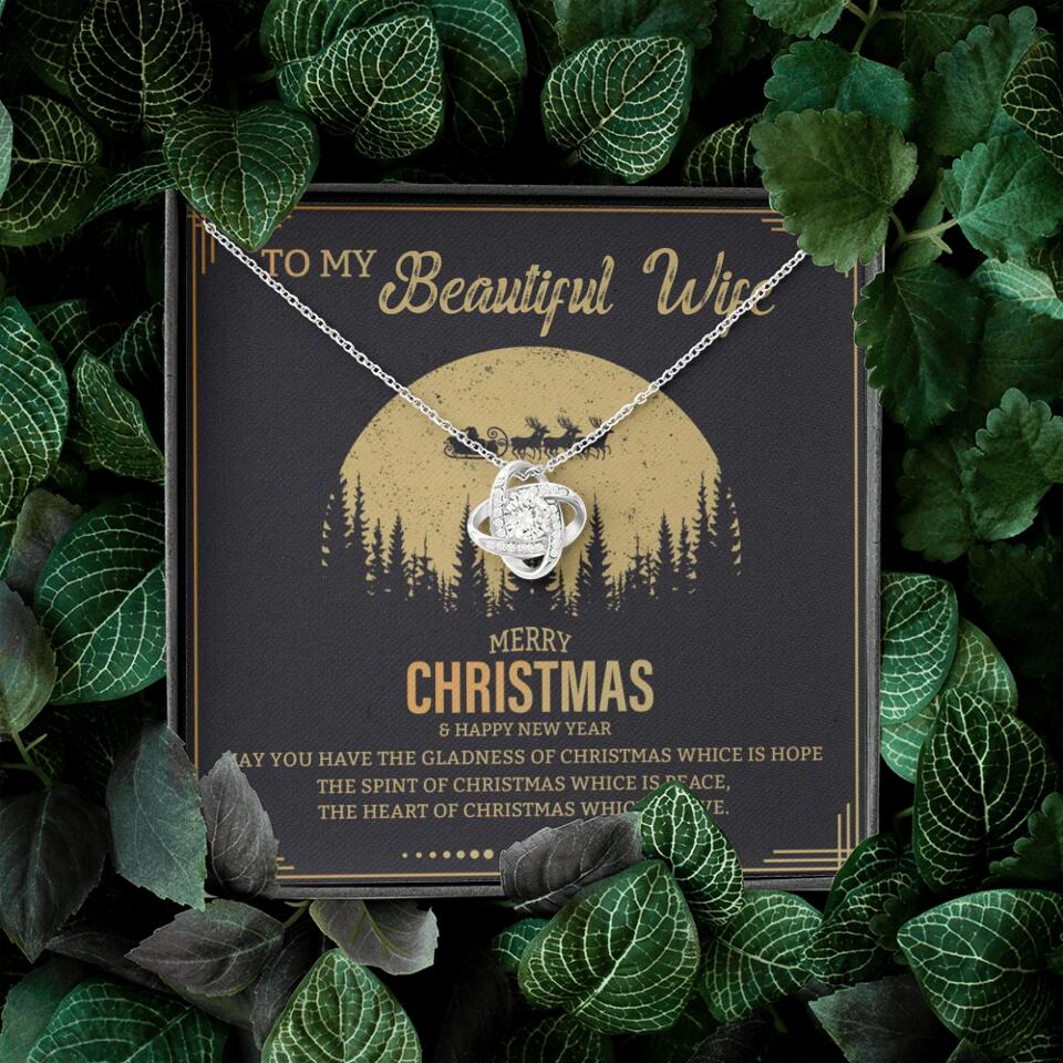 To My Beautiful Wife Merry Christmas - Personalized Christmas Gift for Her/Wife - Best Meaningful Gift for your Lovers - White Gold Necklace For Christmas - 210IHPNPJE432