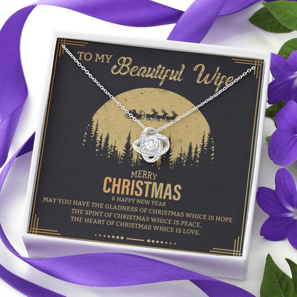 To My Beautiful Wife Merry Christmas - Personalized Christmas Gift for Her/Wife - Best Meaningful Gift for your Lovers - White Gold Necklace For Christmas - 210IHPNPJE432
