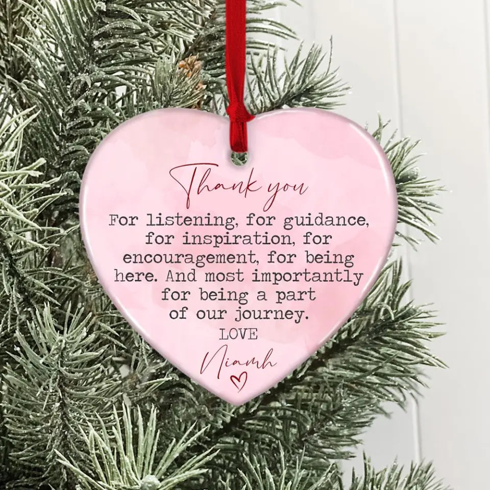Thank You for Being a Part of Our Journey - Personalized Ceramic Ornament - Thank You/Appreciation Gift