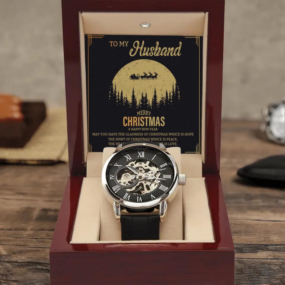 To My Husband On Christmas - Luxury's Men Watch With Led Light