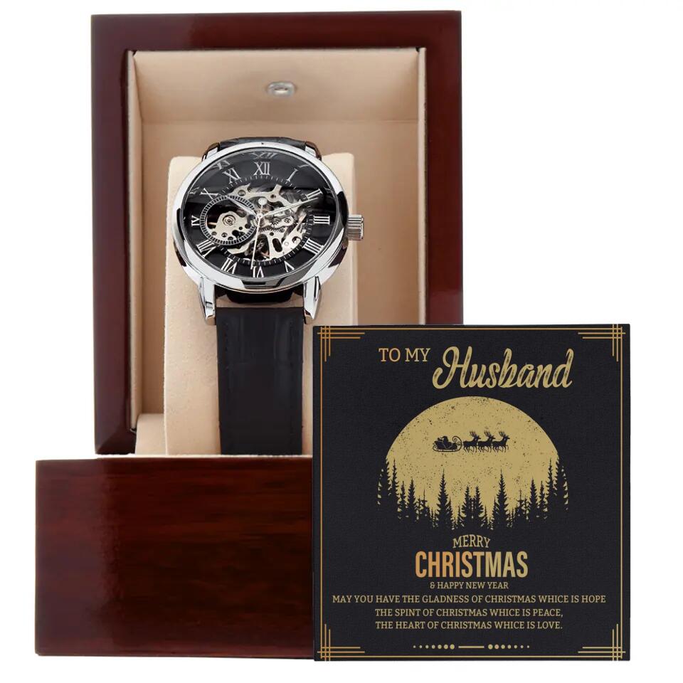 To My Husband On Christmas - Luxury's Men Watch With Led Light