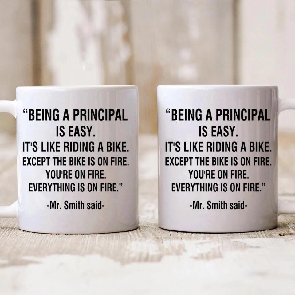 Being a Principal is Easy It's Like Riding a Bike - Personalized Ceramic Mug - Funny Gift for Principals