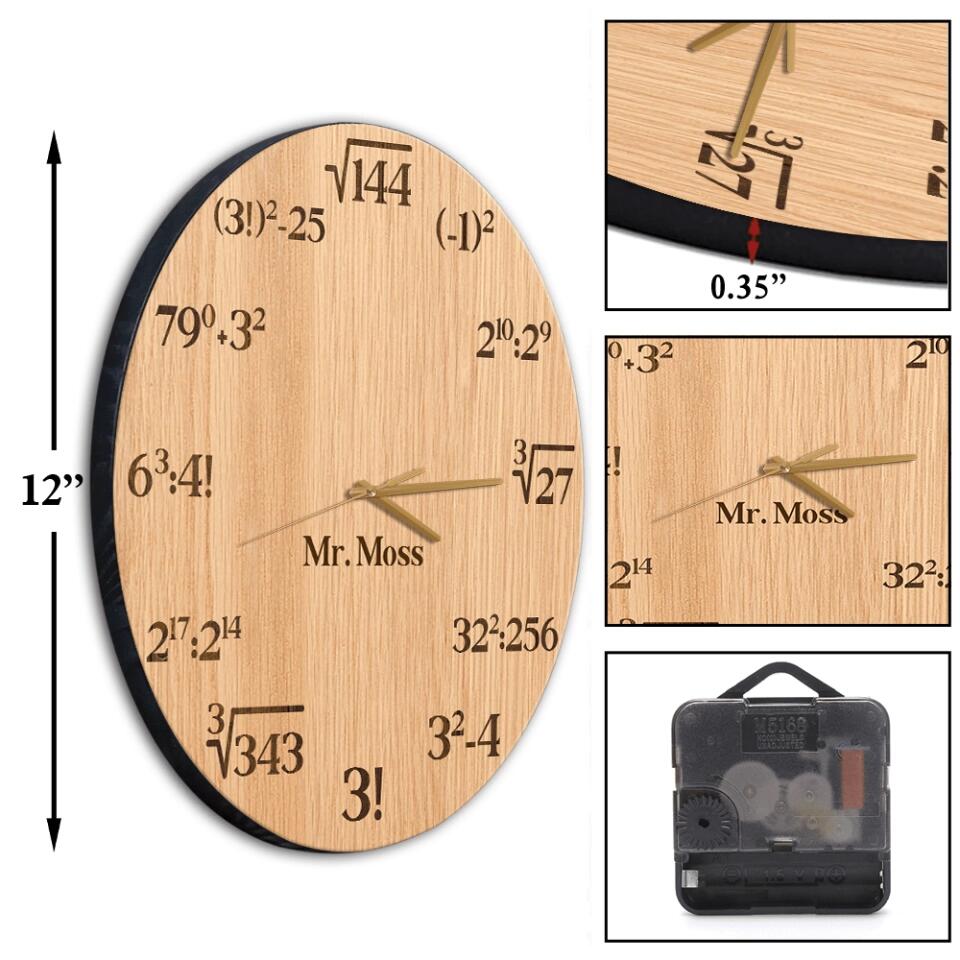 Math Teacher, Mathematics Wall Clock - Personalized Acrylic/Wooden Wall Clock