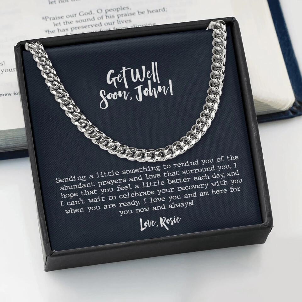 Post Surgery Gifts for Him - Personalized Cuban Chain Necklace