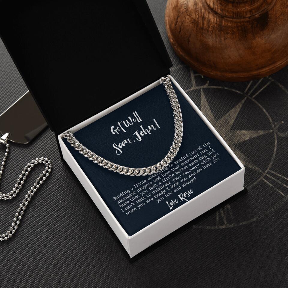 Post Surgery Gifts for Him - Personalized Cuban Chain Necklace
