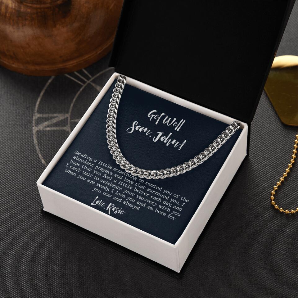 Post Surgery Gifts for Him - Personalized Cuban Chain Necklace