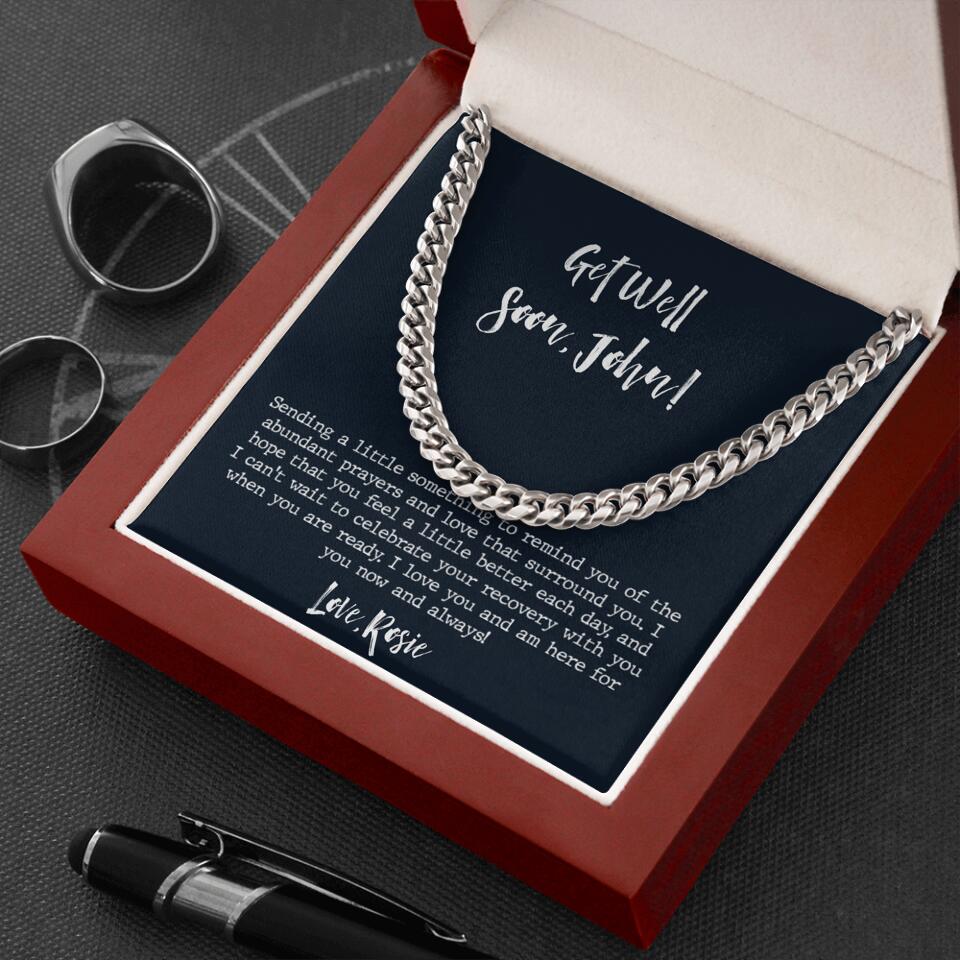 Post Surgery Gifts for Him - Personalized Cuban Chain Necklace