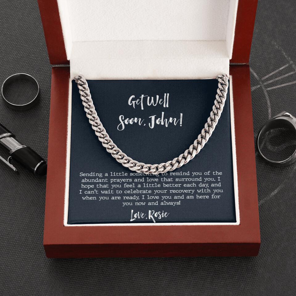 Post Surgery Gifts for Him - Personalized Cuban Chain Necklace