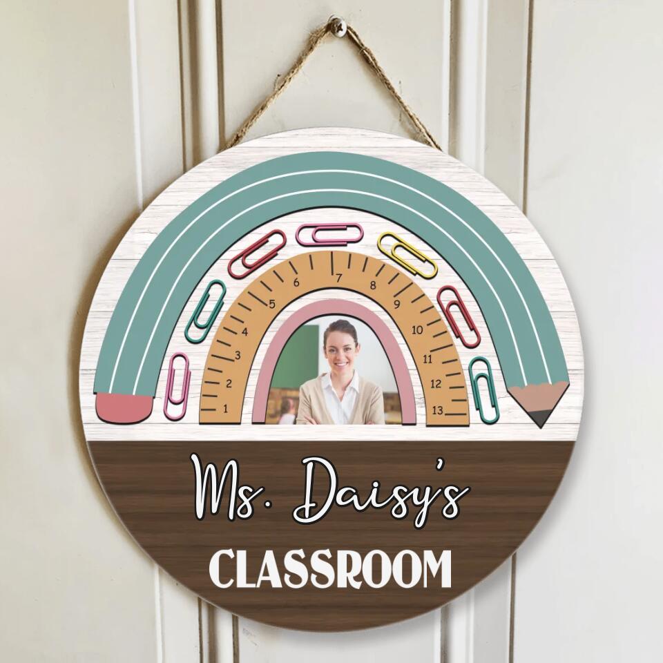 Mr Name Classroom Personalized Round Wood Sign For Teacher