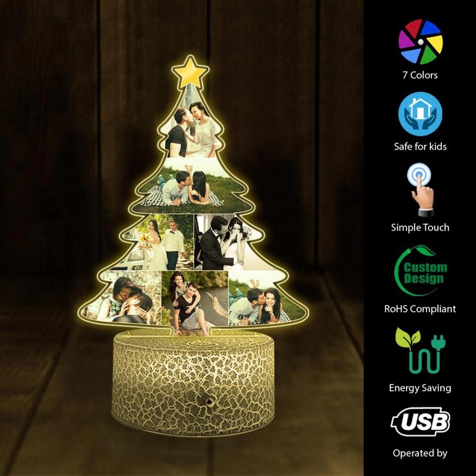 Couple Photo Christmas Tree Personalized Night Light