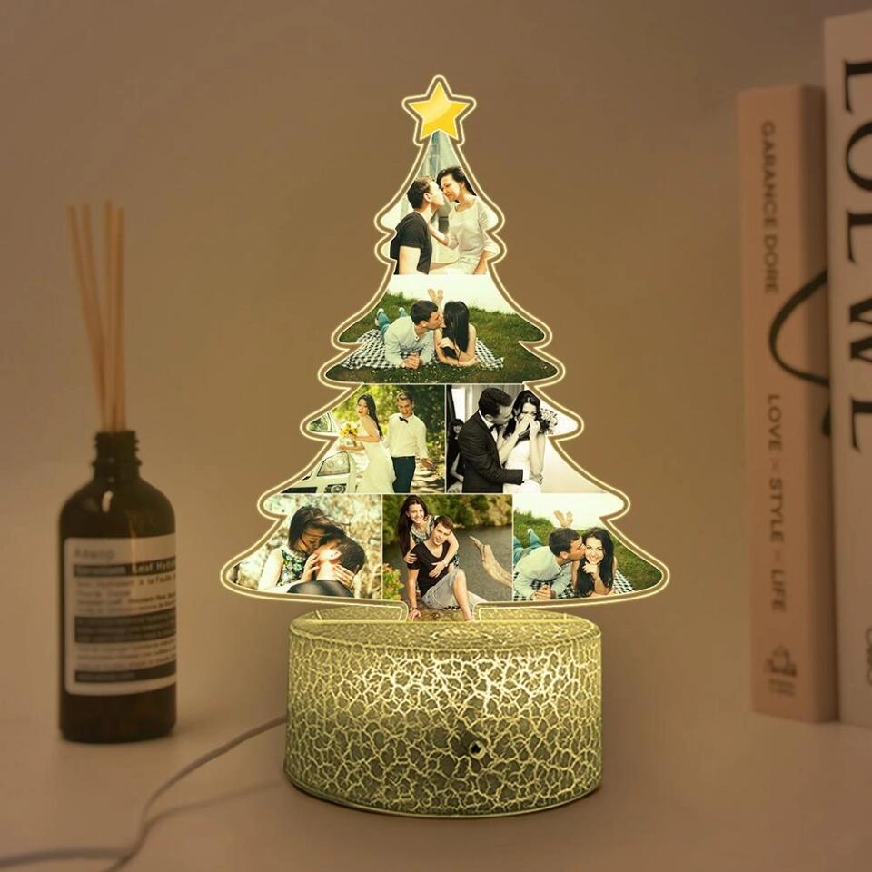 Couple Photo Christmas Tree Personalized Night Light
