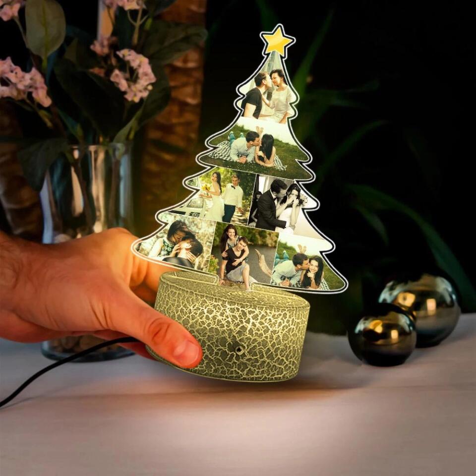Couple Photo Christmas Tree Personalized Night Light