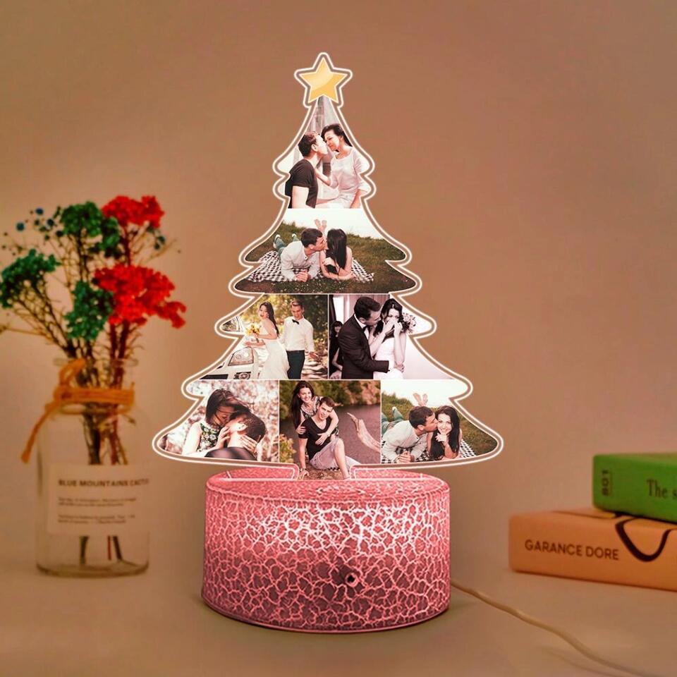 Couple Photo Christmas Tree Personalized Night Light