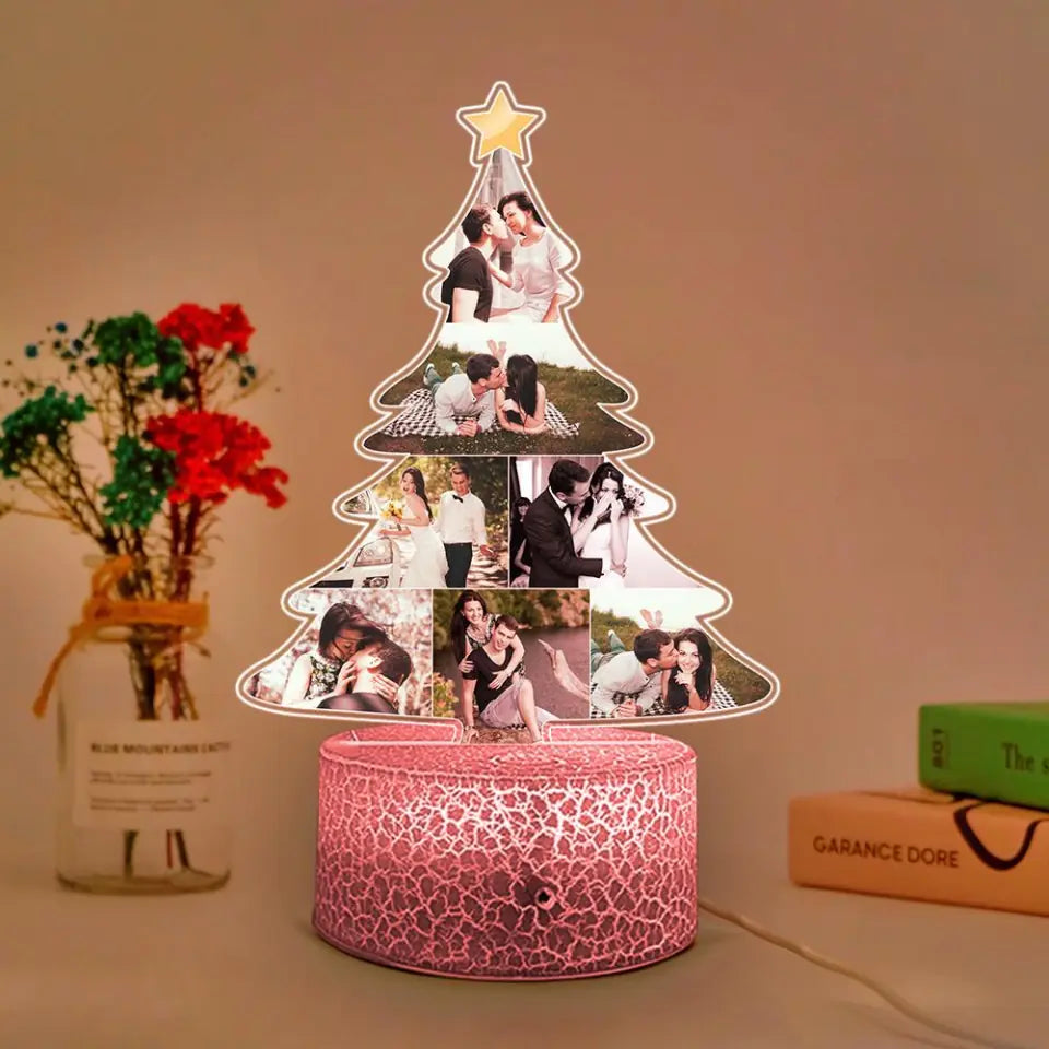 Couple Photo Christmas Tree Personalized Night Light