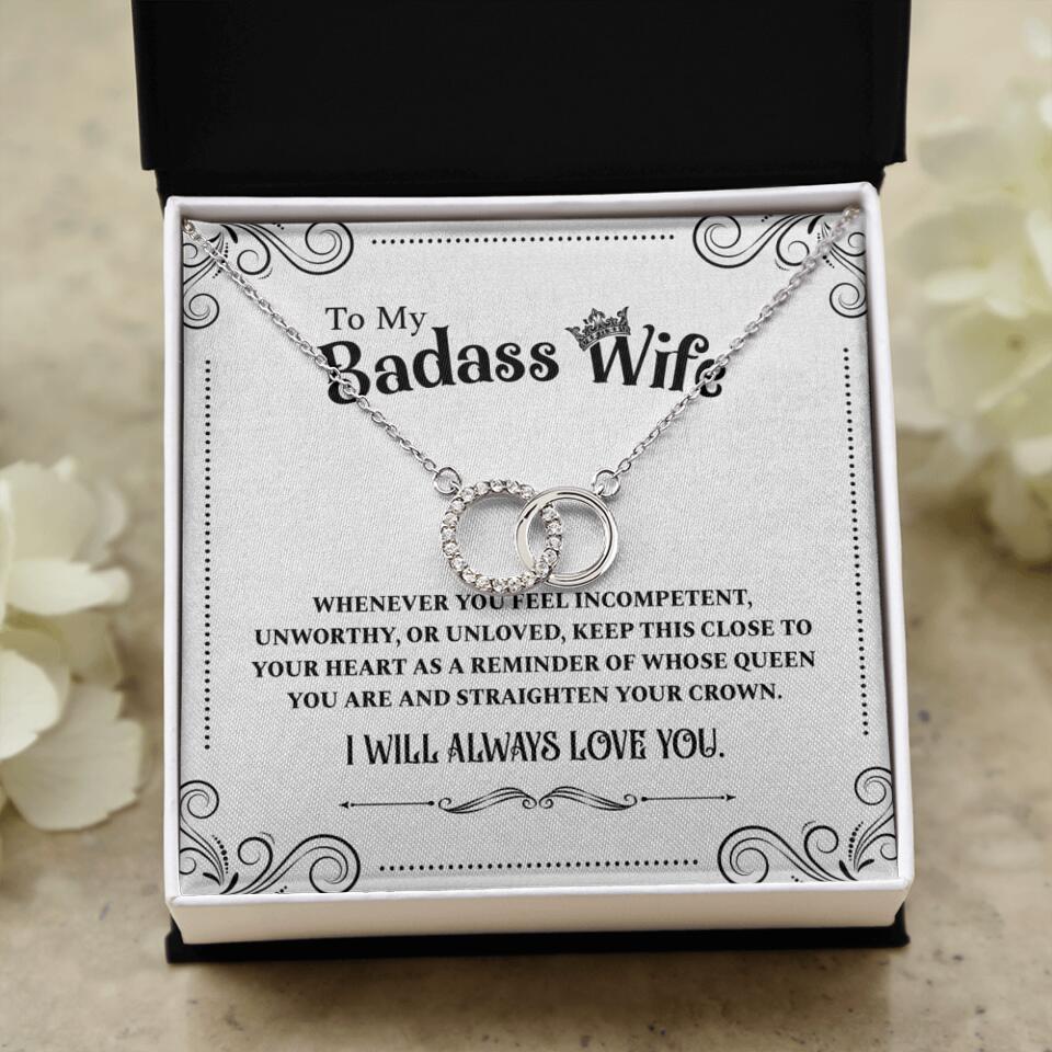 Meaningful Message To My Badass Wife Girlfriend Custom Necklace Anniversary Gift For Her