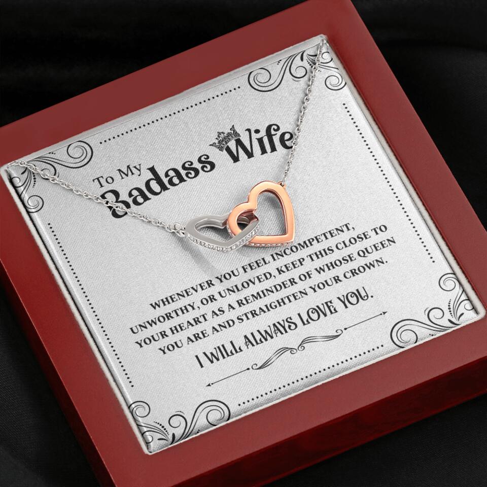 Meaningful Message To My Badass Wife Girlfriend Custom Necklace Anniversary Gift For Her