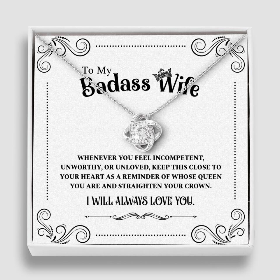 Meaningful Message To My Badass Wife Girlfriend Custom Necklace Anniversary Gift For Her