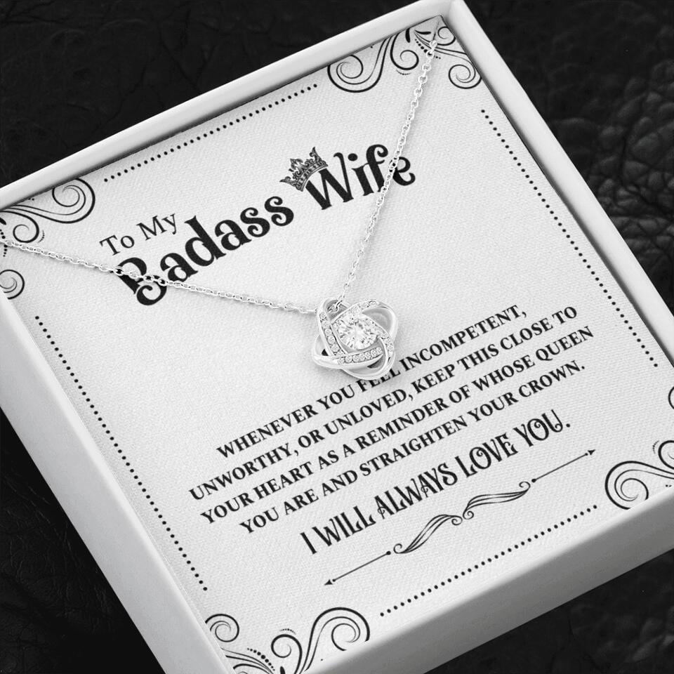 Meaningful Message To My Badass Wife Girlfriend Custom Necklace Anniversary Gift For Her